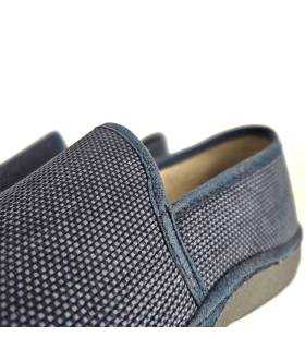 detalle tejido zapatillas casa hombre Salvi Confort azul invierno