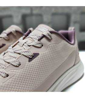 zapatillas Skechers Bobs Moda Flex rosa claro detalle cordones y malla transpirable