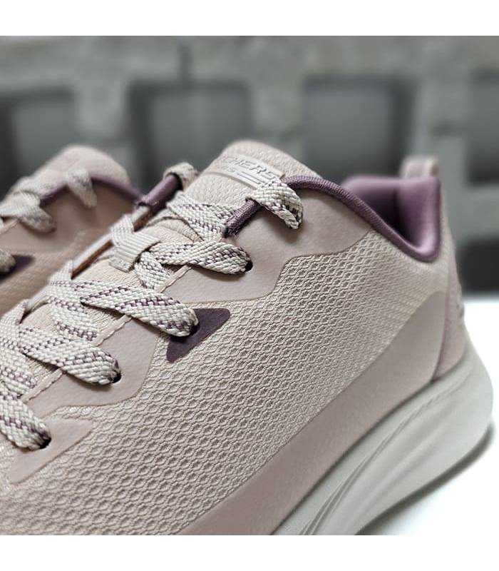 zapatillas Skechers Bobs Moda Flex rosa claro detalle cordones y malla transpirable