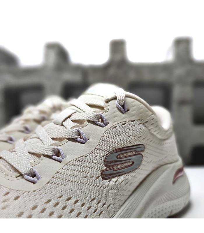 zapatillas Skechers Arch Fit 2.0 Big League mujer beige malla transpirable y cordones
