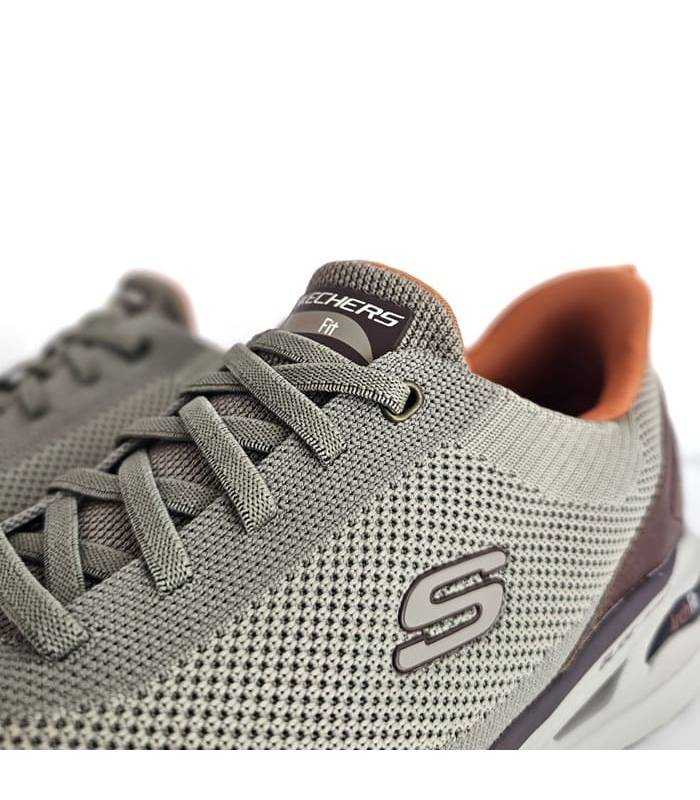 detalle knit zapatillas skechers arch fit taupe
