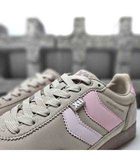 zapatillas xti beige detalle rayas rosas