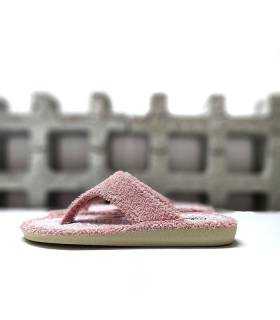 zapatillas casa mujer chancla Cabrera rizo rosa verano, vista lateral