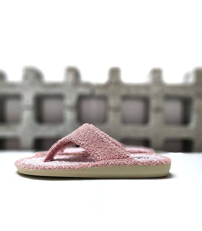 zapatillas casa mujer chancla Cabrera rizo rosa verano, vista lateral