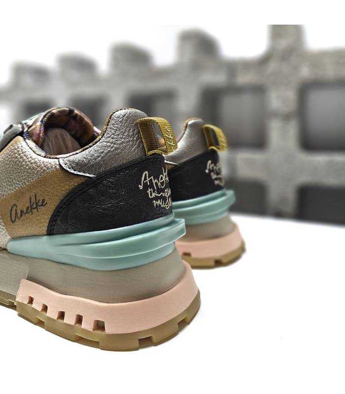 sneakers mujer Anekke doradas azul claro