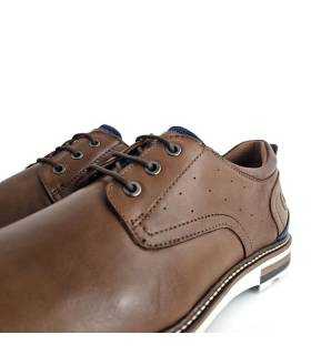zapatos blucher piel hombre marrón, detalle de cordones