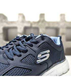 zapatillas skechers transpirables hombre azul, cierre cordones
