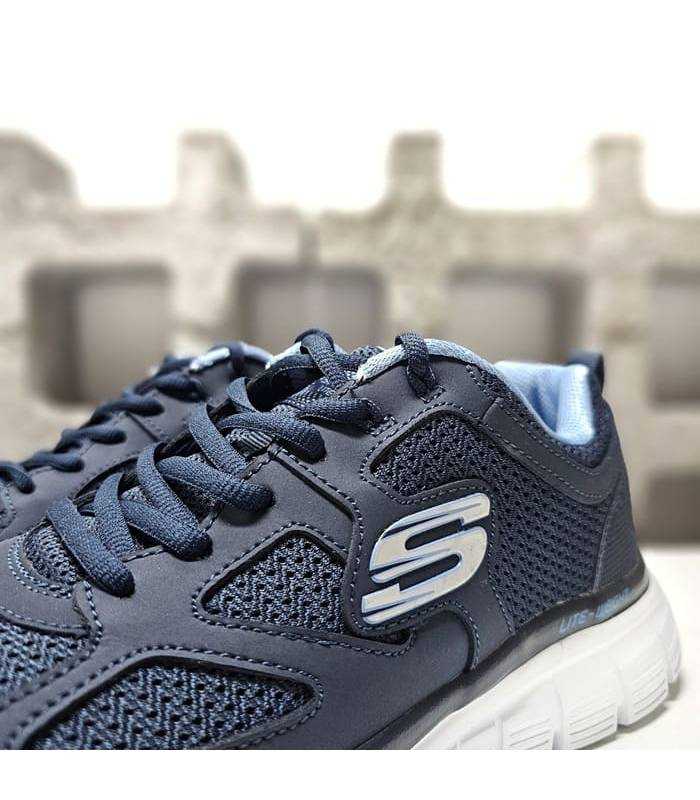 zapatillas skechers transpirables hombre azul, cierre cordones