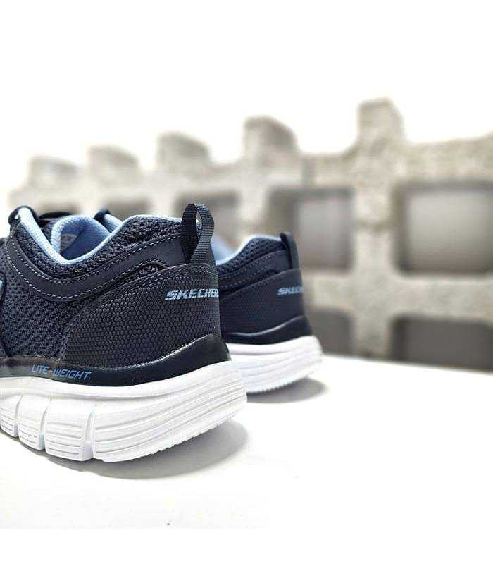 zapatillas skechers uso diario azul, trasera