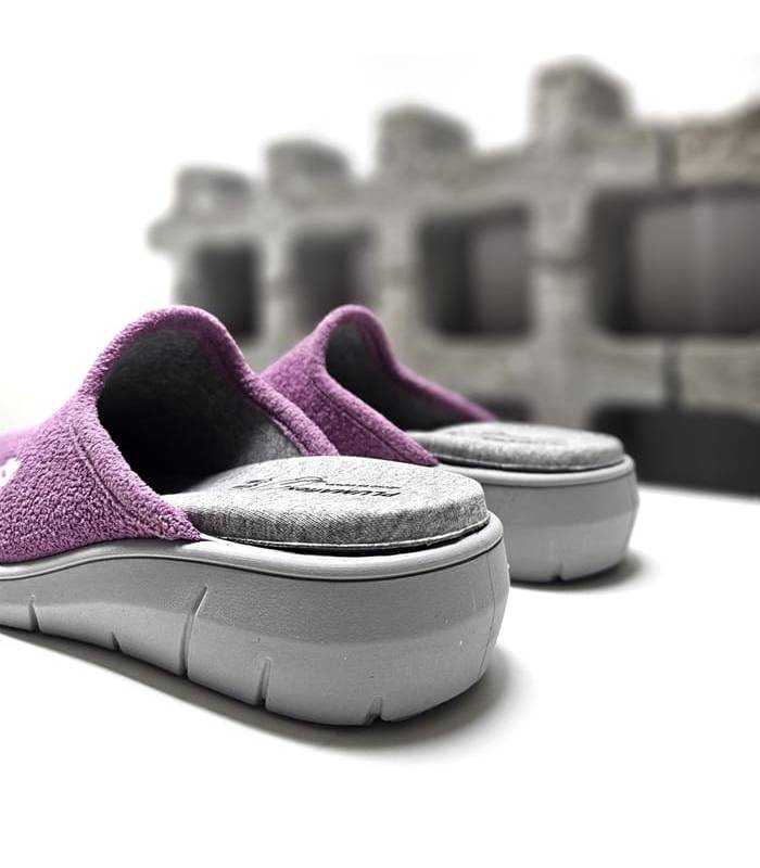 zapatillas casa rosas Plumaflex destalonadas abiertas por detrás