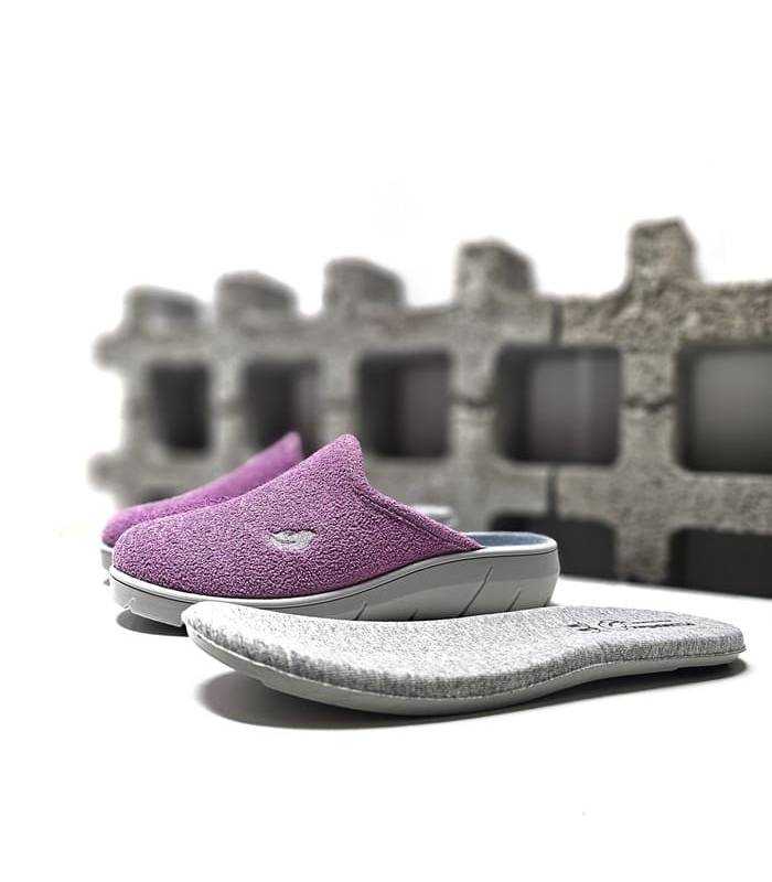 zapatillas Plumaflex plantilla extraíble algodón gris