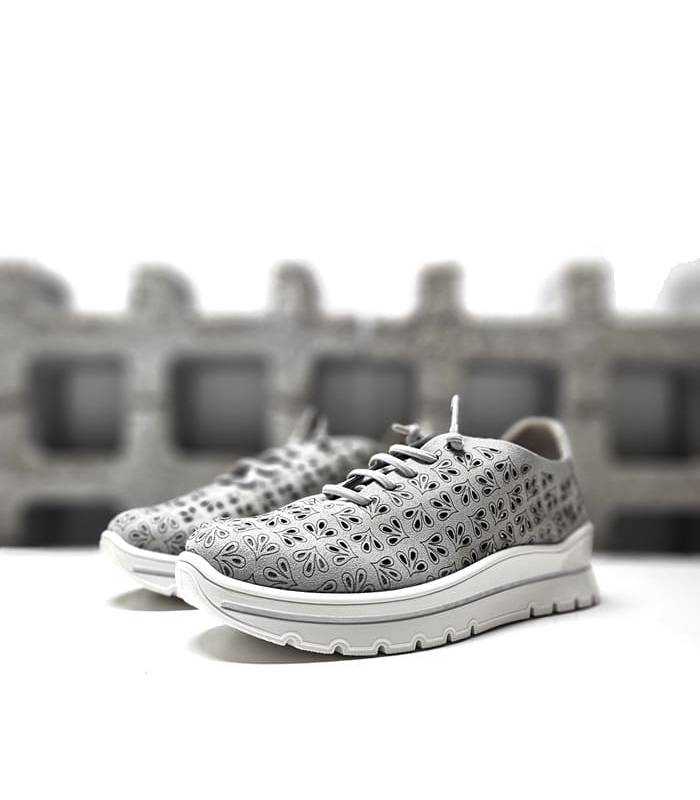 zapatos Plumaflex mujer verano microfibra calada gris