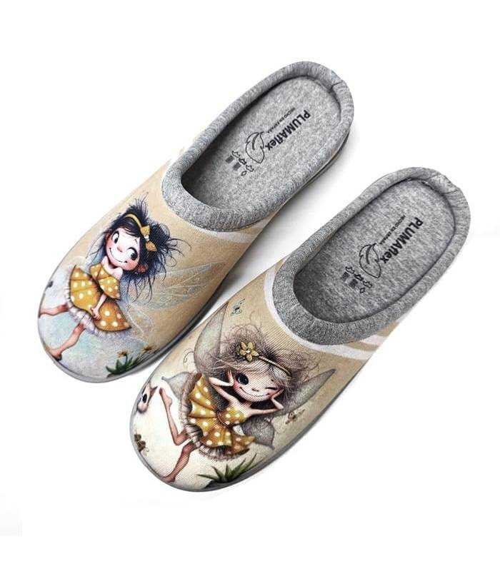 Zapatillas casa mujer Plumaflex diseño hadas, vista superior