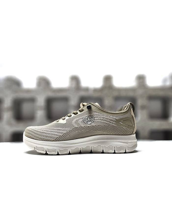 Laura Azaña zapatillas deportivas confort beige mujer, vista de perfil