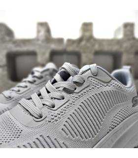 Detalle malla gris transpirable Skechers Bobs Squad