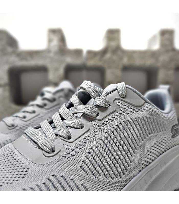 Detalle malla gris transpirable Skechers Bobs Squad