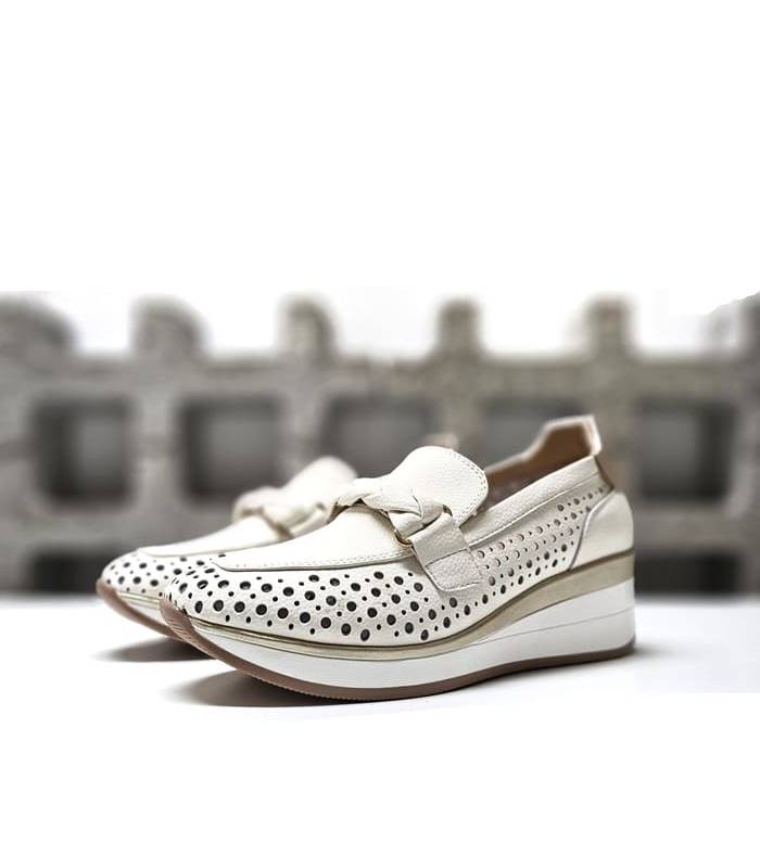 renature chika10 mocasines cuña mujer calados vista frontal