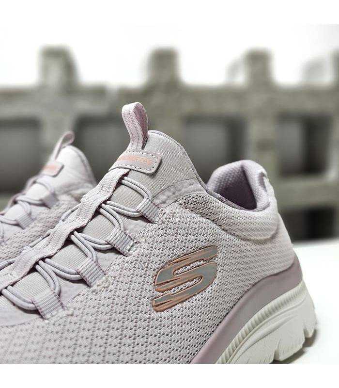 zapatillas Skechers cordones elásticos lila
