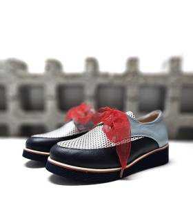 Zapatos Nival Pilar mujer cuña verano piel vista frontal