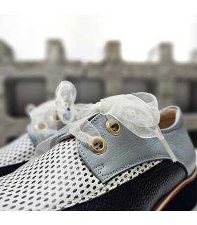 Zapatos mujer piel verano Nival Pilar lazo blanco