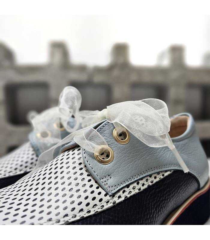 Zapatos mujer piel verano Nival Pilar lazo blanco