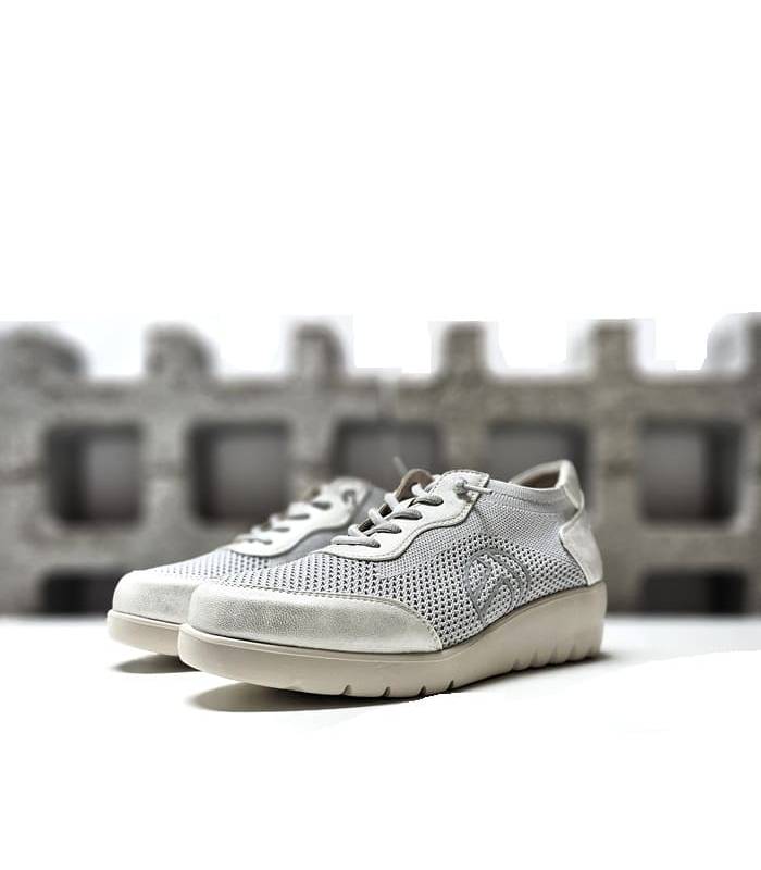 zapatillas mujer gris plata cuña confort