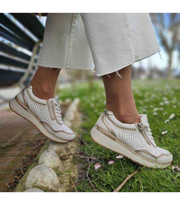 deportivas piel mujer verano beige puestas de rebajas