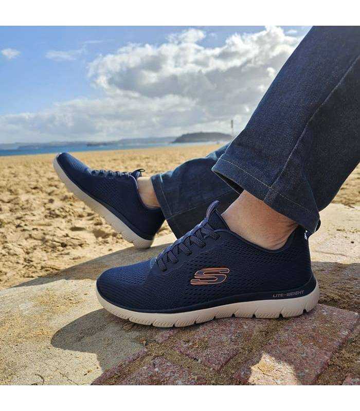 Skechers zapatillas summits eckler hombre azul marino puestas