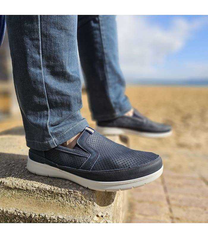 Mocasines Luisetti Ronda hombre anchos azules puestos de rebajas