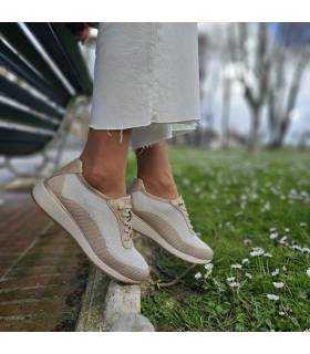 Zapatillas deportivas Treintas mujer beige confort puestos