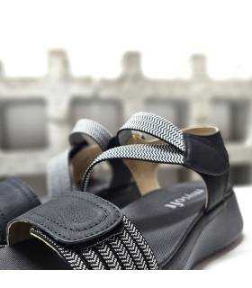 sandalias negras mujer velcro cómodas Mysoft