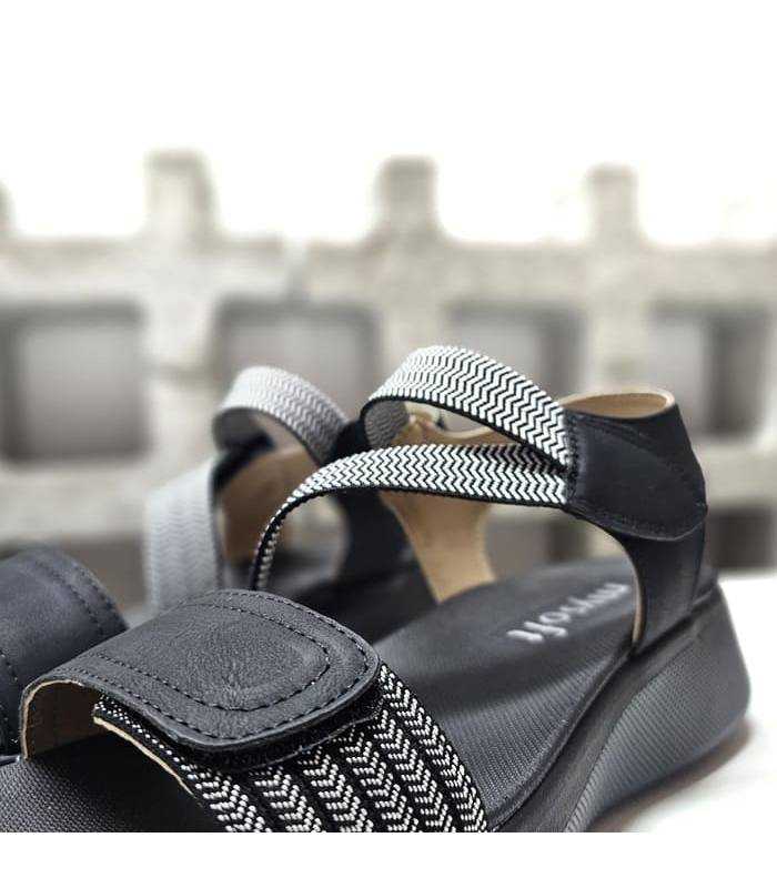 sandalias negras mujer velcro cómodas Mysoft