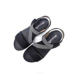 sandalias mujer plantilla gel Mysoft negras