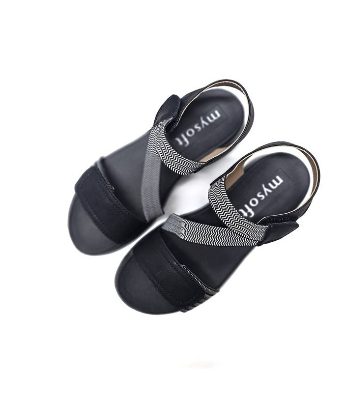 sandalias mujer plantilla gel Mysoft negras
