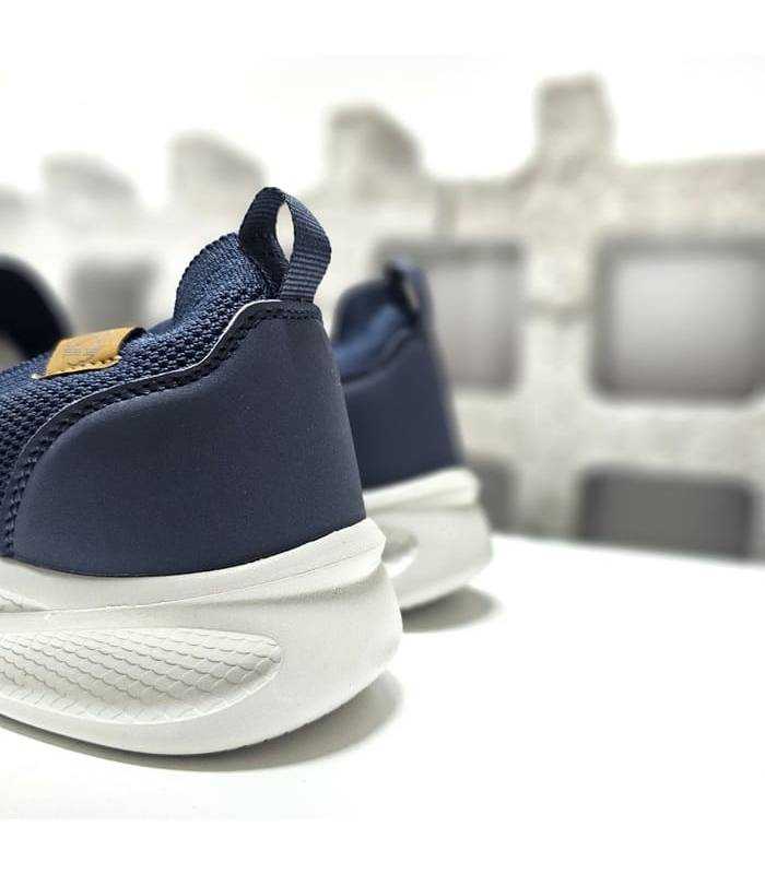 zapatillas tipo mocasín hombre azules, vista trasera
