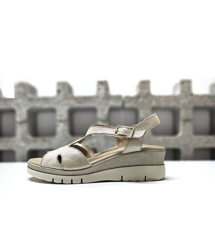 sandalias DChicas mujer cuña piel beige