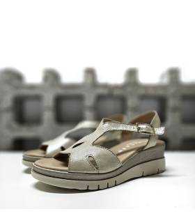 sandalias mujer piel cuña DChicas beige