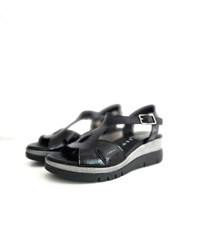 sandalias mujer piel cuña DChicas negra
