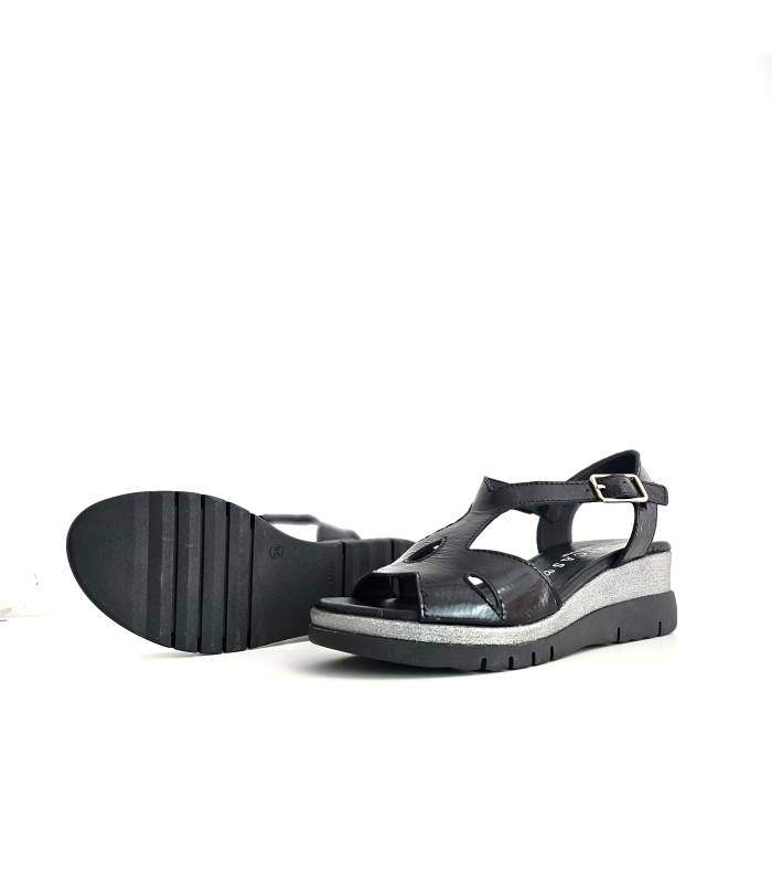sandalias negras mujer plantilla gel DChicas