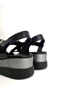 sandalias DChicas cuña cómoda mujer negras