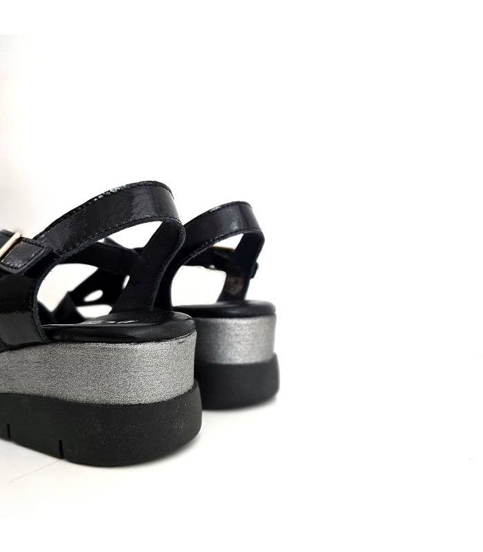 sandalias DChicas cuña cómoda mujer negras