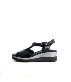 sandalias DChicas mujer cuña piel negra
