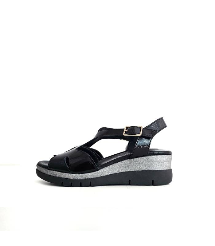sandalias DChicas mujer cuña piel negra