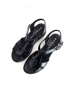 sandalias negras mujer plantilla gel DChicas