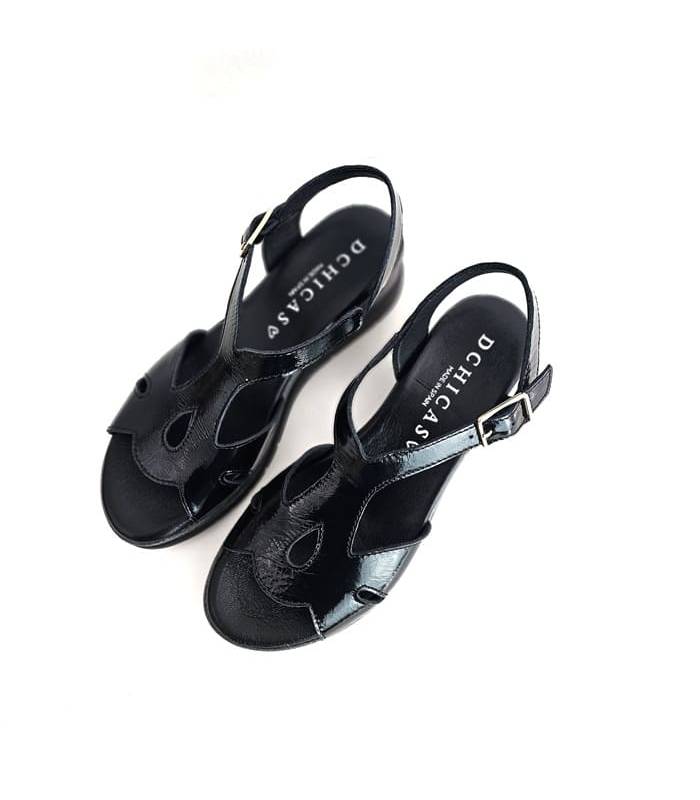 sandalias negras mujer plantilla gel DChicas