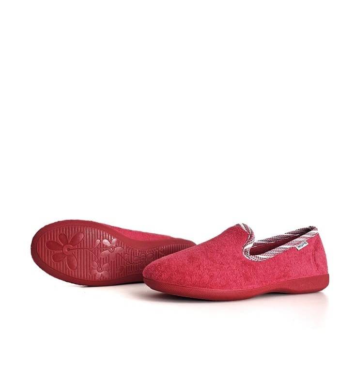 zapatilla casa textil rojo suela flexible