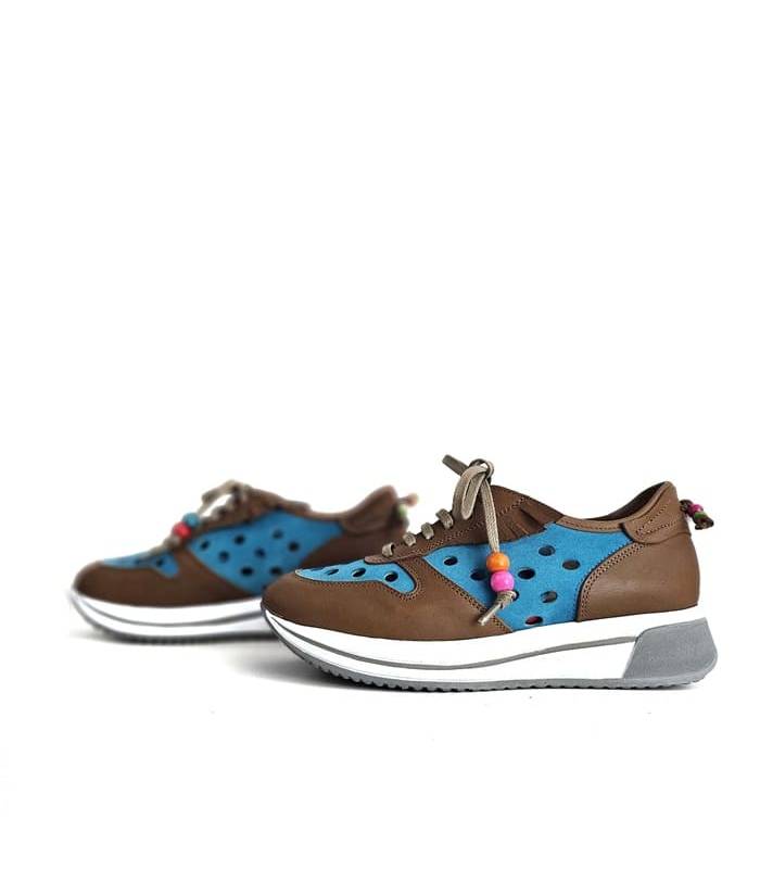 zapatos Nival mujer verano marron turquesa