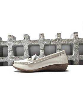 mocasínes piel mujer beige cuña Vicmart primavera