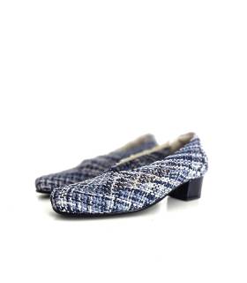 zapatos salón mujer rejilla azul noche