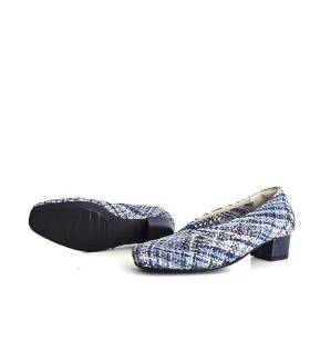 zapatos salón mujer cómodos azul, pso de goma antideslizante